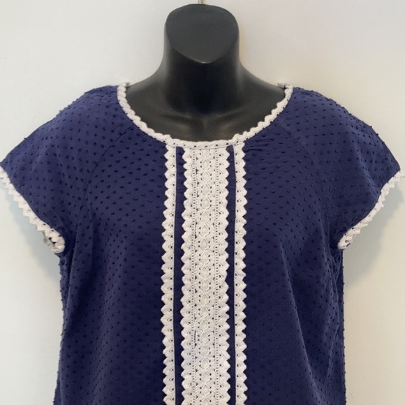 Vineyard Vines Navy & White Cotton Top Small - Picture 2 of 6